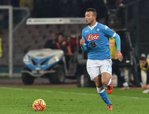 NAPLES, ITALY - NOVEMBER 30: Omar El Kaddouri of SSC Napoli in action during the Serie A match between SSC Napoli and FC Internazionale Milano at Stadio San Paolo on November 30, 2015 in Naples, Italy. (Photo by Giuseppe Bellini/Getty Images)