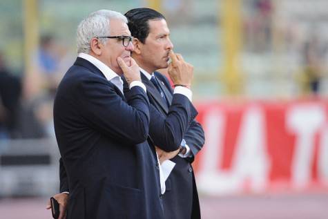 BOLOGNA, ITALY - JUNE 09: Pantaleo Corvino Sporting Director of Bologna FC ( L ) Joe Tacopina President of Bologna FC look on prior the Serie B play-off final match between Bologna FC and Pescara Calcio at Stadio Renato Dall'Ara on June 9, 2015 in Bologna, Italy.  (Photo by Mario Carlini / Iguana Press/Getty Images)