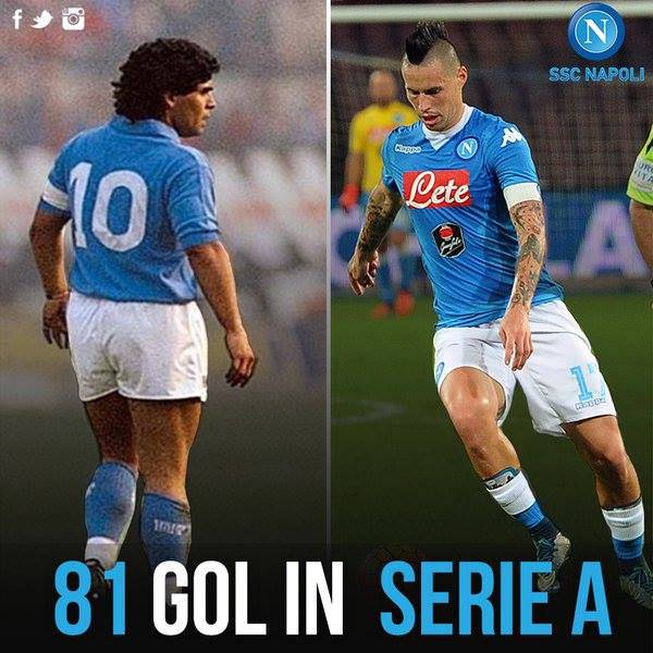 Hamsik e Maradona - Foto: account Twitter SSC Napoli