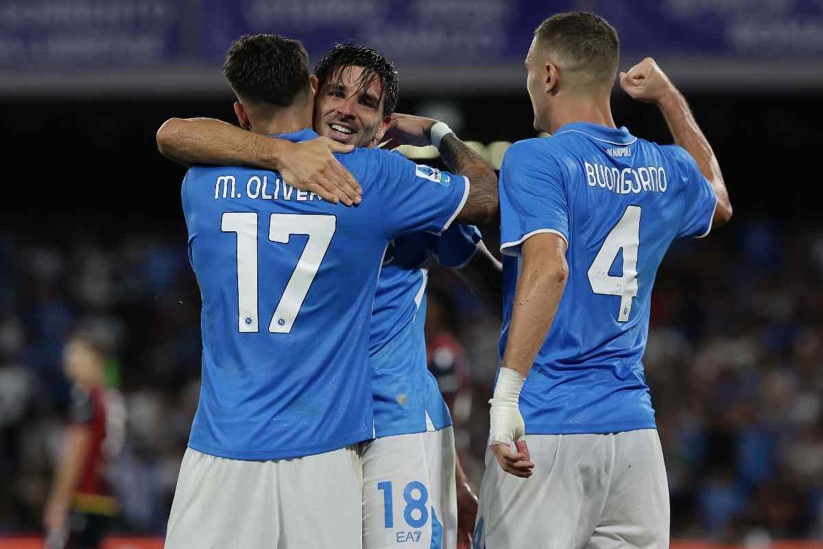 Giocatori del Napoli esultano